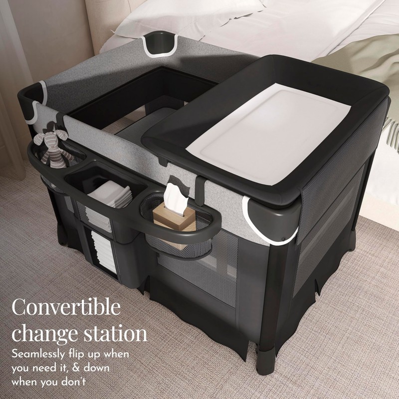 Evolur Cozy Cove All-in-One Portable Playard with Bassinet & Changing