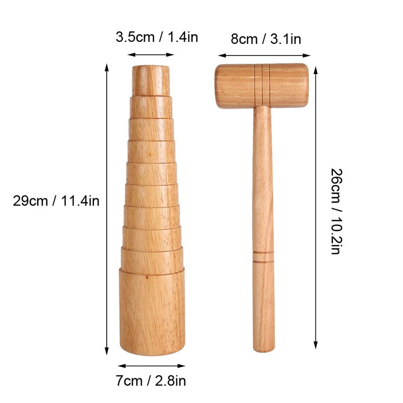 Mandrel Sizer Hammer Set, 2pcs Wooden Mandrel Sizer Jewelry Making