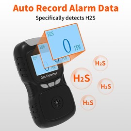Portable H2S Monitor,H2S Monitor with Precise Gas Sensor,0.5S Fast Response,H2S Monitor Digital H2S Monitor, H2s Monitor Clip On 0~100ppm，with (Sound, Vibration, Alarm Light, Display Screen) (Black)