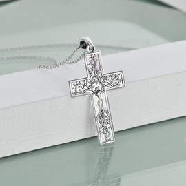 YFN Tree of Life Necklace Sterling Silver Tree of Life Pendant Necklace Mother of Pearl Tree of Life Jewelry for Women