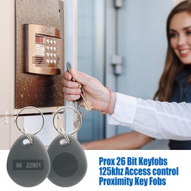 RFID Key Fobs Writable, HID 125KHZ 26 Bit Keyfobs Proximity Fob RFID Key Fob Id Card Token Tags Prox Key ISO-Prox 1346 1386 1326 H10301 Access Control Systems KeyTags (Gray,50)