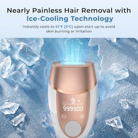 Depilación láser IPL para mujeres, contacto de enfriamiento de hielo de 41 °F para depilación sin dolor, energía 21J 99% reducción de vello en 2 sesio