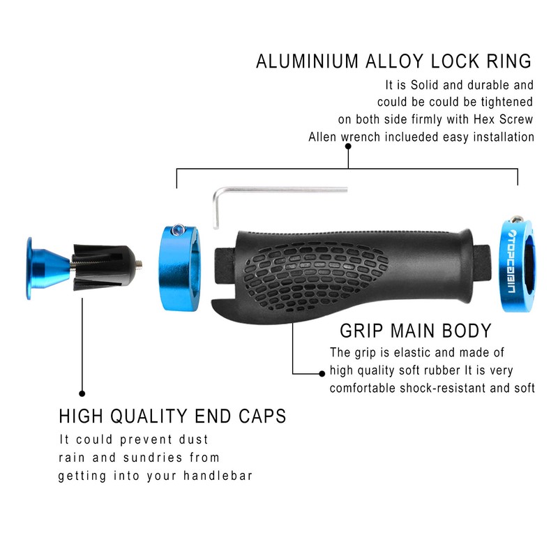 TOPCABIN 1 Pair of Bicycle Grips, Two Ends Screw Grips,