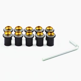 10 Pcs Screen Bolt Wellnut Windshield Screws with Hex Key for Cowl Screen Fixing Cowl/Screen (Gold)