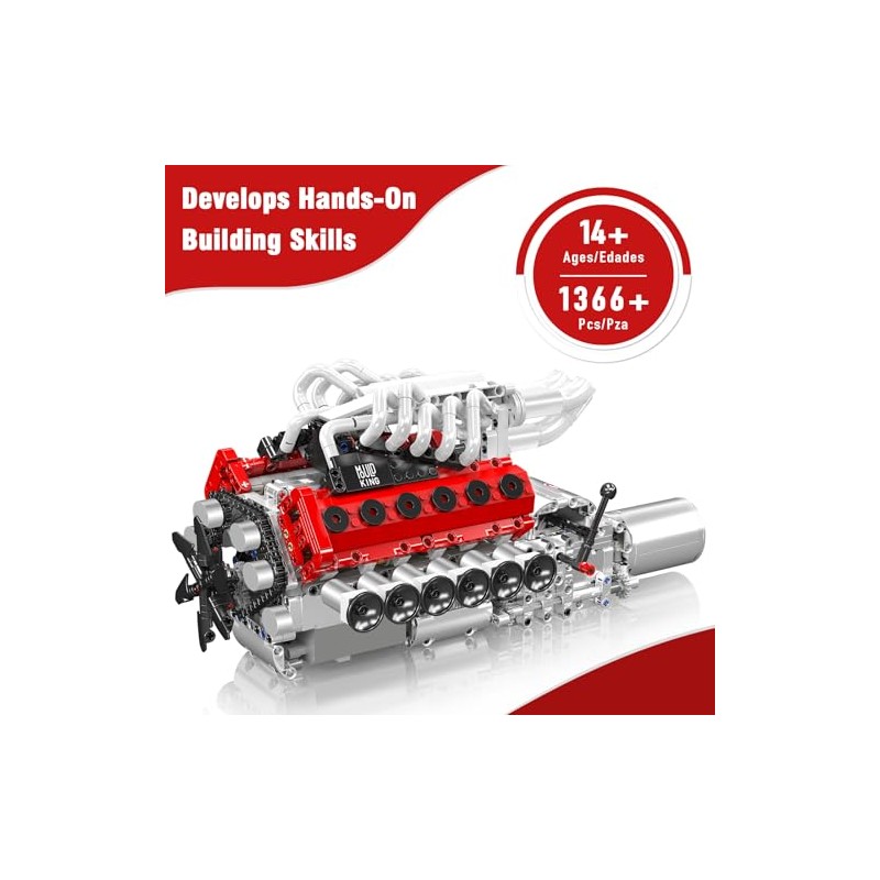 Mould King V12 Engine Model Kit for Adults, 1366 Pcs