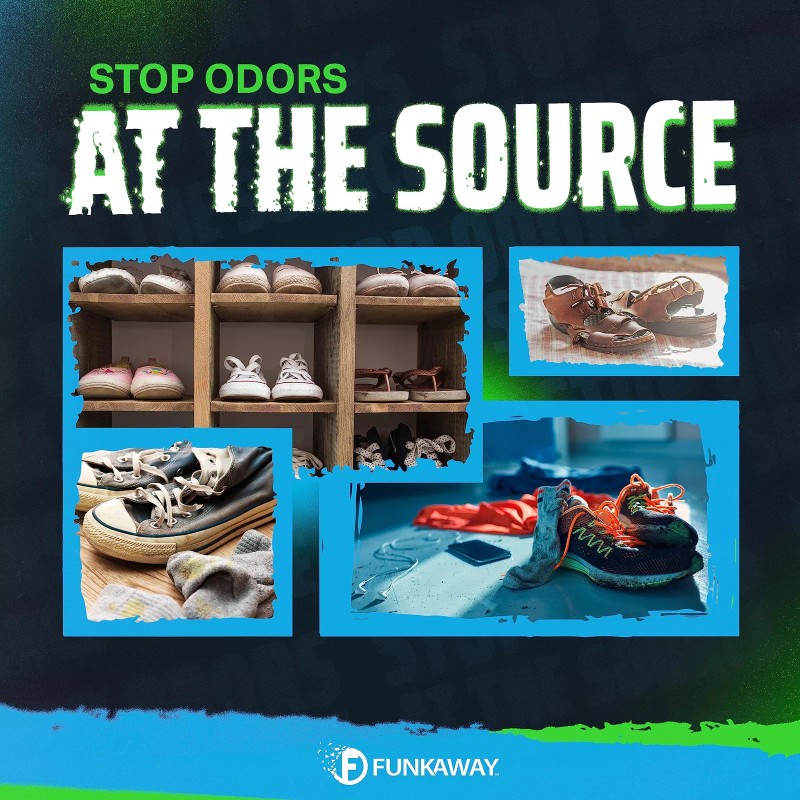 FunkAway Odor Eliminating Spray for Shoes Pack of 4 Powerful