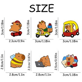 WERIGONI 6Stück Niedliche Capybara-Capybara-Brosche Anstecker pin,Enamel pin Pins & Anstecker Brosche,Süße Brosche,Capybara Geburtstag Deko