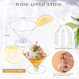 KesaPlan 80 Pack Plastic Martini Glasses Disposable Cocktail Glasses 5 oz Martini Plastic Cocktail Glasses with Cocktail sticks, Ice Cream Dessert Cups for Outdoor Bar, Parties, Weddings, Home Party