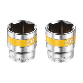 HARFINGTON 2pcs 1/2" Drive 6 Points Socket 30mm Metric Shallow Impact Socket CR-V Steel Flip Socket Spindle Axle Nut Impact Socket for Home Auto Hex Nuts Bolts Repair, Silver Yellow