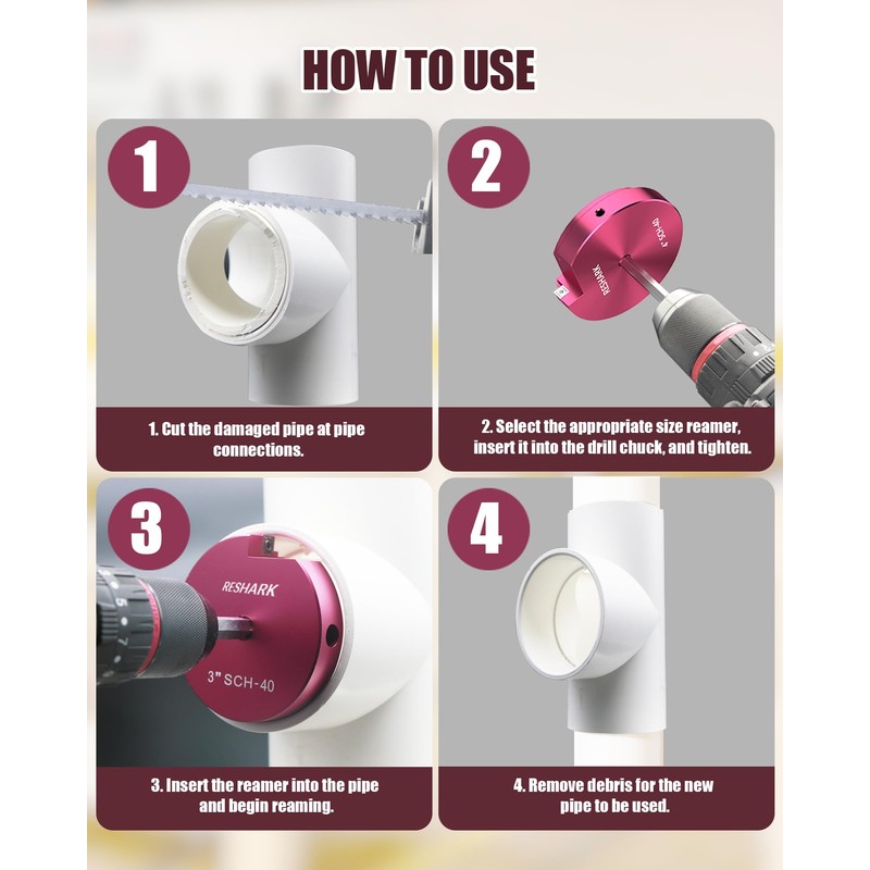 PVC Pipe Reamer 1-1/2 inch PVC Fitting Saver, PVC Reamer,