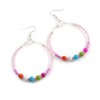 50mm Pink Glass and Multicoloured Ceramic Bead Large Hoop Earrings
