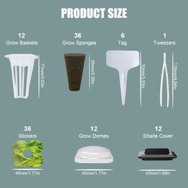 115Pcs Hydroponic Pods Supplies for IDOO, QYO, LYKO, Hydroponics Garden Accessories, Grow Anything Kit, 36 Grow Sponges 12 Baskets 12 Domes 36 Pod Labels 12 Spacers 6 Plant Labels 1 Tweezer(Square)