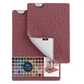 BELADOR Plush Bath Mat Set - 2 Piece Quick-Dry Soft Chenille Bathroom Rugs With Rubber Backing, Absorbent and Washable - 24x17 + 30x20