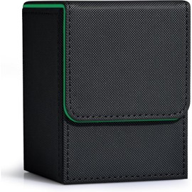 ZLCA Card Deck Box for MTG, Yugioh Deck Case Holds 100+ Single Sleeved Cards, PU Leather Magnetic Storage Box Fits for CCG TCG Sport Card (Black& Dark Green)