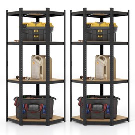 Tangkula 4-Tier Corner Shelving Unit, Adjustable Garage Storage Utility Rack, Load 1600 LBS Heavy Duty Metal Shelving Organizer for Warehouse, Pantry, Shed & Kitchen, 39”W x 31”D x 71”H (2, Black)