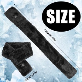 Fluffy Plush Heated Scarf Warm Winter Electric Heated Neck Scarf with 3 Heating Level USB Charging Heating Scarf Soft Neck Heating Pad Fluffy Warm Neck Wrap Thermal Neckerchief for Men Women (Black)