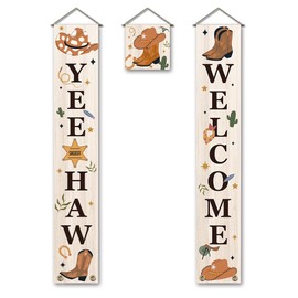 SUPERDANT Cowboy Party Decorations Yeehaw Welcome Door Banner Party Decoration Set Cowboy Porch Sign Welcome Cowboy Banner Hanging Decoration for Indoor/Outdoor Western Cowboy Party