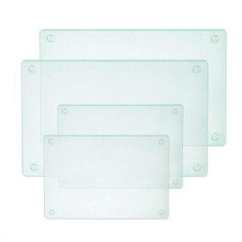 Murrey Home Glass Cutting Board Set for Kitchen Counter, Tempered Glass Chopping Boards Dishwasher Safe, Small Frosted Countertop Tray, Set of 4