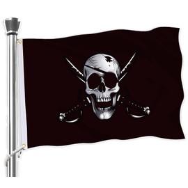 Pirate Flag,3x5 FT Jolly Roger Flag,36x60 Inch Large Digitial Double-Printed Durable 150D Thick Polyester Decorations with 2 Brass Grommet