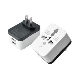 ICEVEIN Universal Power Travel Plug Adapter Converting from EU/UK/CN/AU/JP to USA (2 USB)