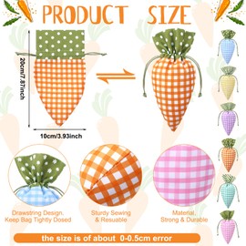 SilTriangle SilTriangle 24 Pcs Easter Carrot Shaped Treat Bags Easter Basket Stuffers Fabric Drawstring Candy Gift Goodie Bags for Egg Hunt Outdoor Party Supplies