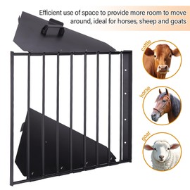 PKNYBZH Hay Feeder, 50 Gal Large Capacity Goat Hay Rack, Heavy Duty Galvanized Metal Wall Hay Feeder, Perfect Horse & Goat Hay Feeder, Hanging Hay Rack for Farm