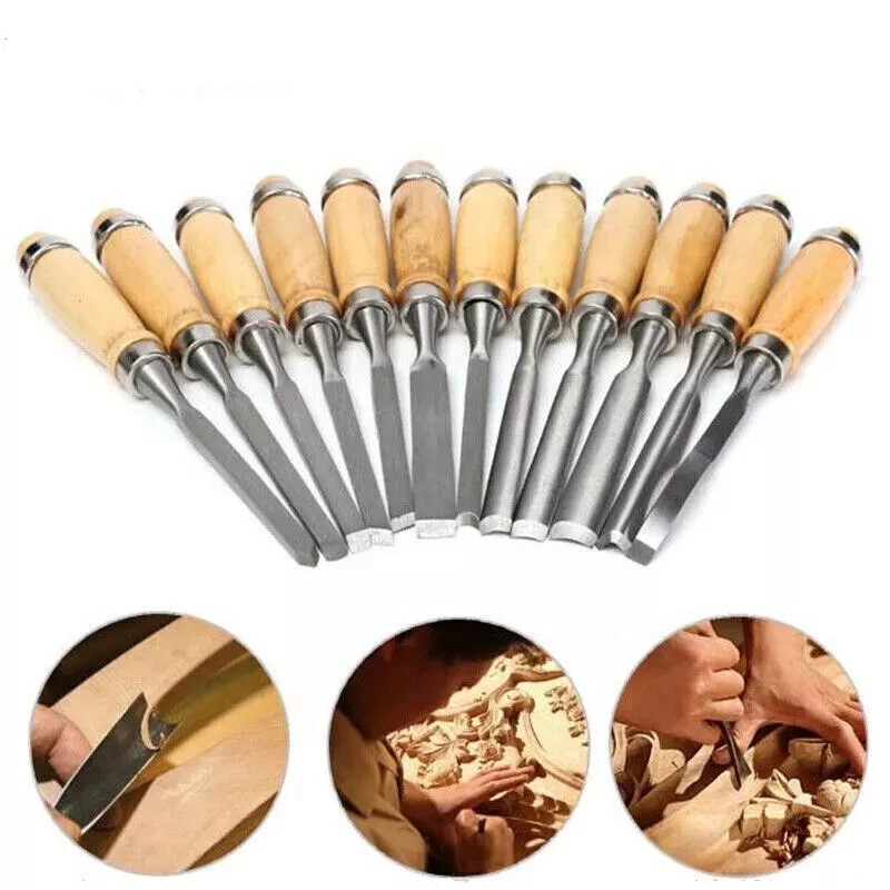 Unbranded 12 Pcs Wood Carving Hand Chisel Tool Set Professional