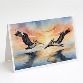 Caroline's Treasures Pelicans Flying Greeting Cards Pack of 8 Blank Cards with Envelopes Whimsical A7 Size 5x7 Blank Note Cards