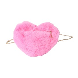 Garneck Chic Heart-Shaped Shoulder Bag for Women - Fluffy Plush Bag in Pink - Ideal as a Fashionable Accessory in Outfit for Trend-Conscious Women, pink