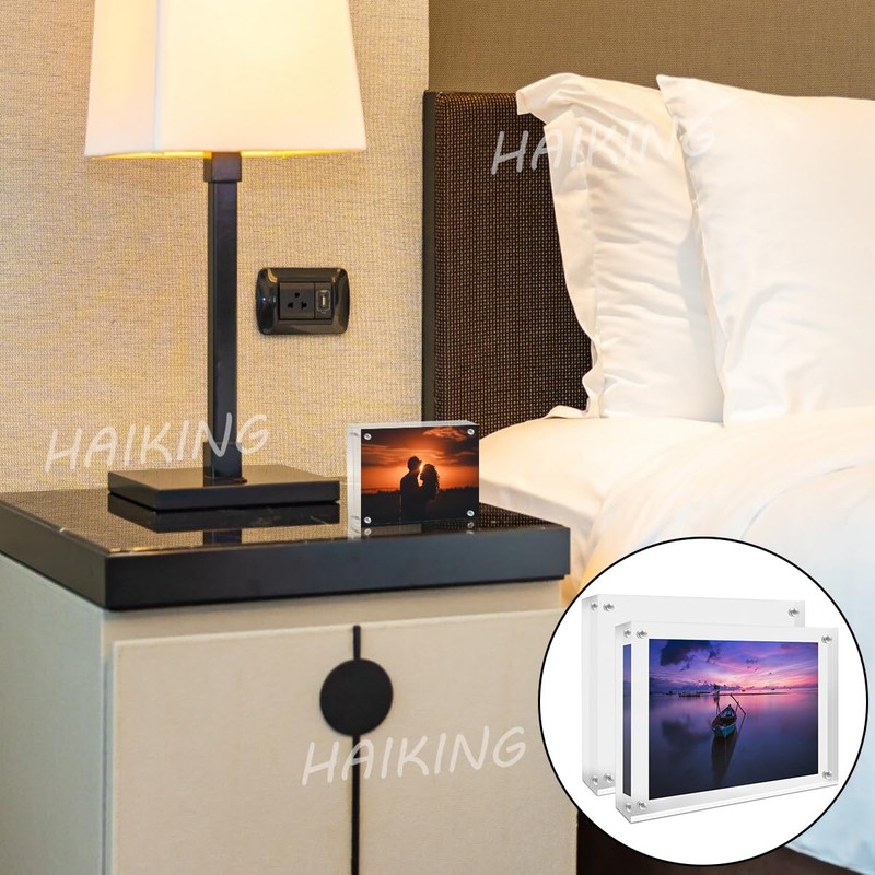 HAIKING Acrylic Photo Frame, 2 PCS Double Sided Clear Magnetic