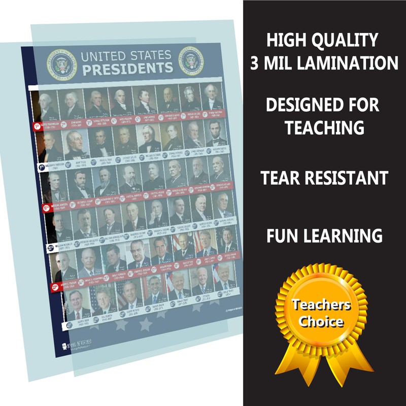 US Presidents posters 12 pack Binder Size 8.5x11 NEW 2025