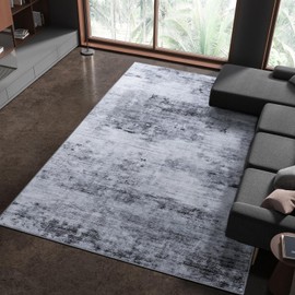 Toneed Abstract Area Rug 6x9 Modern Washable Rug Soft Non Slip Rug Low Pile for Bedroom Living Room Dining Room Grey