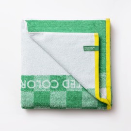 Benetton United Colors of Children's Bath Towel, 70 x 140 cm, 450 g/m², 100% Cotton, Green, Check