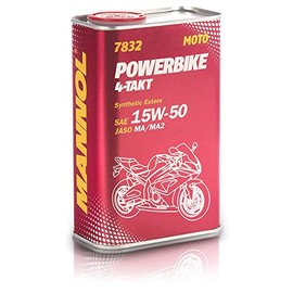 4-Takt Powerbike 15W-50 Motor Oil by MANNOL -7832 Synthetic Ester-Containing Engine Oil for High-Load Motorcycle Engines, 1L