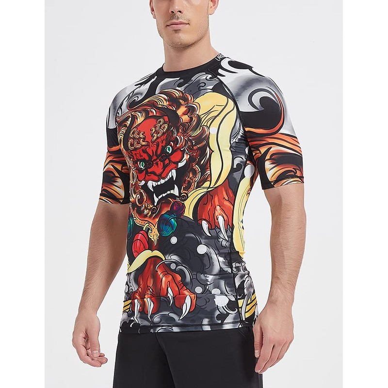 LAFROI CLY08D Men's Short-Sleeved Compression Shirt UPF 50+ Rash Guard,
