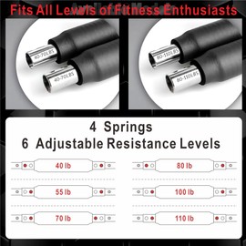 Rhewatin Twister Arm Trainer with 4 Springs, Adjustable Resistance Chest Workout Equipment for Men Women, Forearm Biceps Tricep Chest Thigh Exerciser, Portable Spring Home Workout Bar (40-110lb)