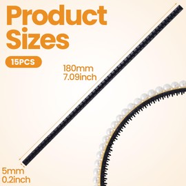 BEIQIYA 15pcs Silicone Teeth Strips for DIY Hair Bands, Anti-Slip Hairstyle Hoop Clips, Self-Adhesive Hair Accessories for Women- Black