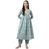 FIORRA Kurta acampanada de algodón puro con pantalón para mujer,