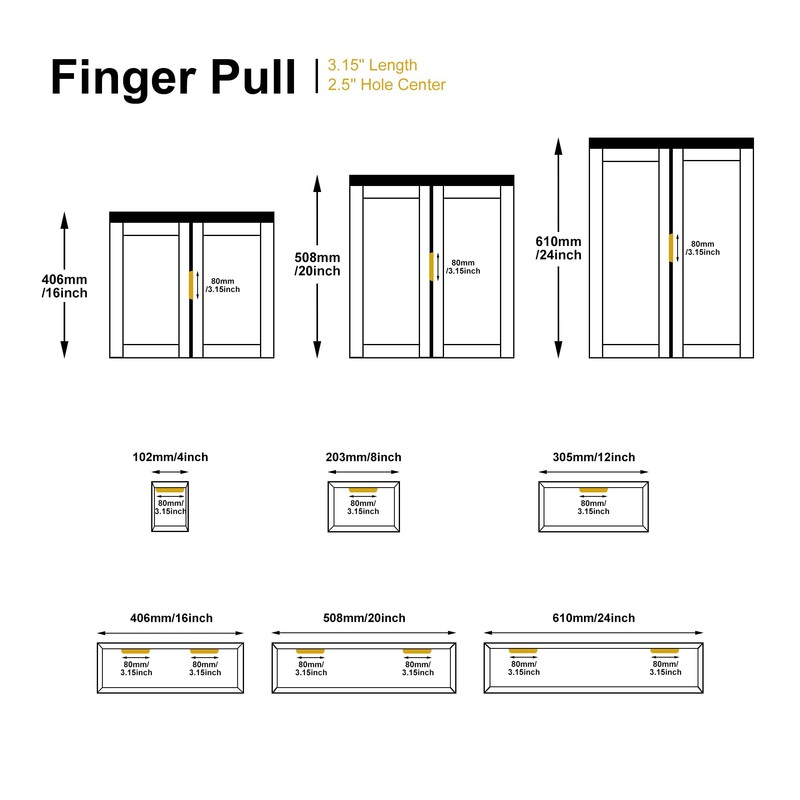 Satanga Edge Finger Tab Pulls for Cabinets Invisible Kitchen Concealed