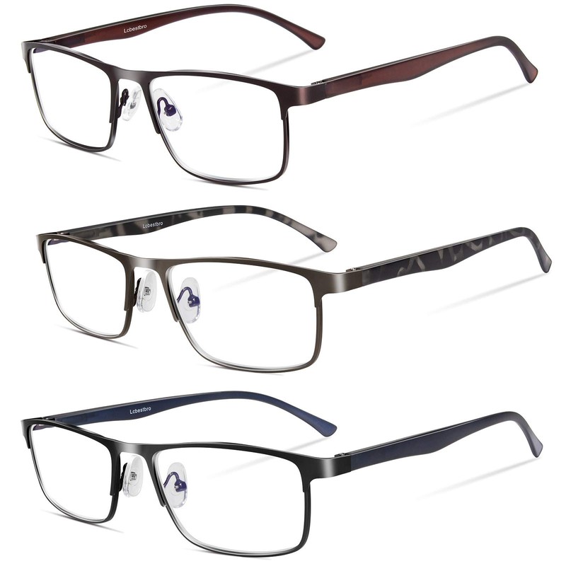 Lcbestbro 3 Pack Business Blue light Blocking Reading Glasses for