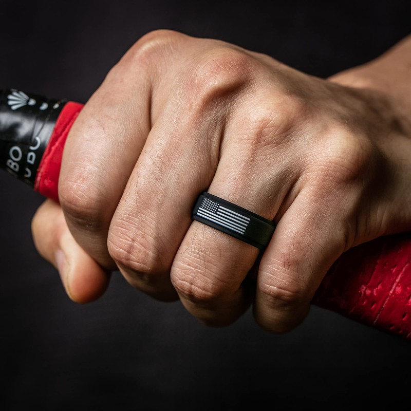 ThunderFit Silicone Wedding Rings for Men, Breathable Airflow Pattern 8mm