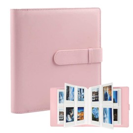 Wenrescry Taschen Photo Album with 128 Grids, Mini Photo Album for Polaroid 3 Inch Photo Paper Made of Plain PU with Fleece Inner Page Insert and Large Capacity (Pink)