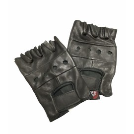 Fingerless Black men Leather Gloves Men's Motorcycle Premium Driving Gloves Cycling Gloves (black, Small)