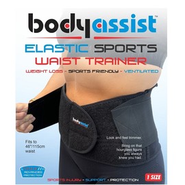 BodyAssist Elastic Sports Waist Trainer Black (One Size)