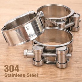 Yesaler Stainless Steel Motorcycle Exhaust Joint Bolt Clamp 44-47 mm Clamps Wide Range Clamps for Use on Exhaust Hose Water Pipe Pack of 3