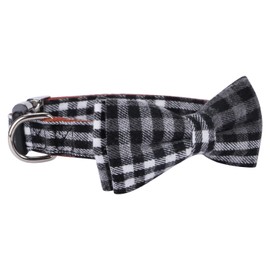 Faleela Soft &Comfy Bowtie Dog Collar,Detachable and Adjustable Bow Tie Collar,for Small Medium Large Pet (Large(Pack of 1), Black and Whit)