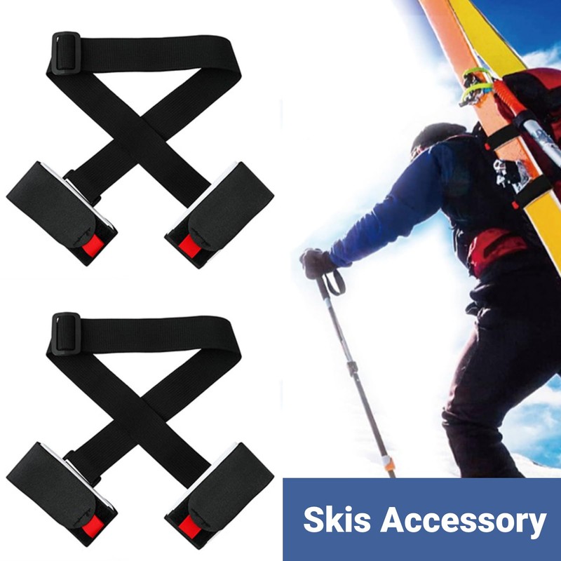 Ski Board Snowboard Back Shoulder Carry Strap Set, 2Pcs Ski