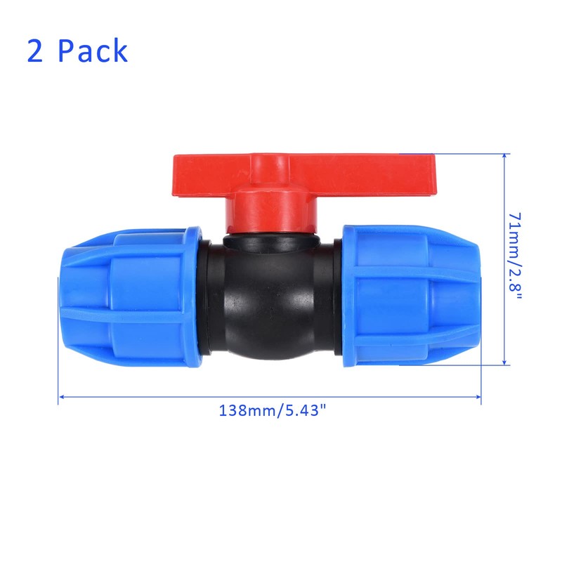 M METERXITY 2 Pack Ball Valve - PE Plastic Shut