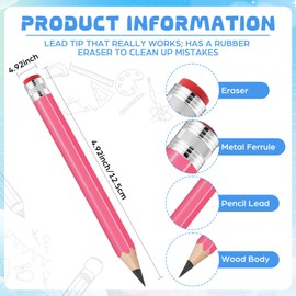 ywmigl 13 inch Wooden Jumbo Pencils for Prop Giant Big Novelty Wood Pencil with Eraser for Fun Decor, School Projects, Party Favors, and Unique Gifts (Pink)