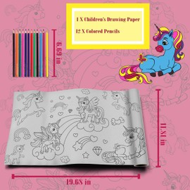 Painting Paper Rolls, Drawing Roll for Kids, 150 x 300 cm, Kids Colouring Roll, Roller for Kids, Creative Preschool Education Drawings for Kids (Unicorn)